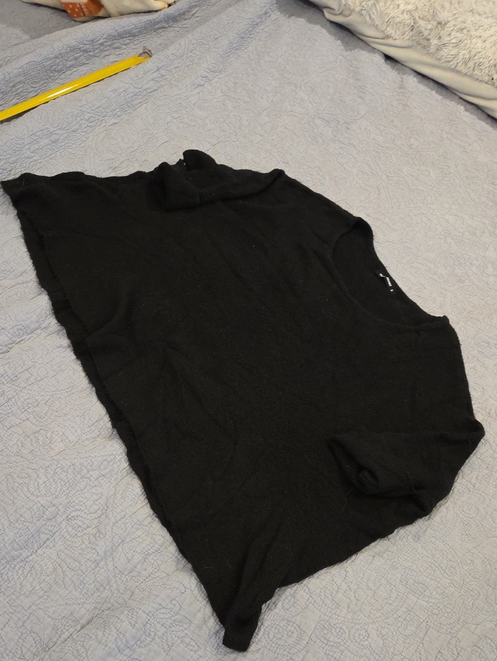 Olivaceous Lightweight Oversized Knit Short Sleeve Tunic Top Black Size S!